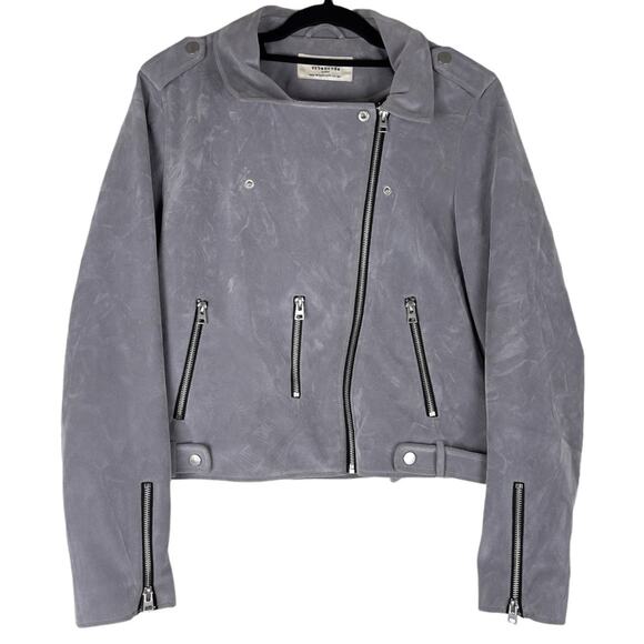 ASOS Urbancode London Suede Moto Biker Jacket in Gray Size UK 14 US 10 - Picture 9 of 16